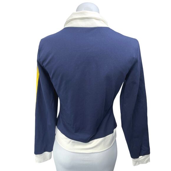 Princess Polly Get Busy Women's Navy Blue Zip Up Collar Cropped Jacket Size 6 - Picture 3 of 6